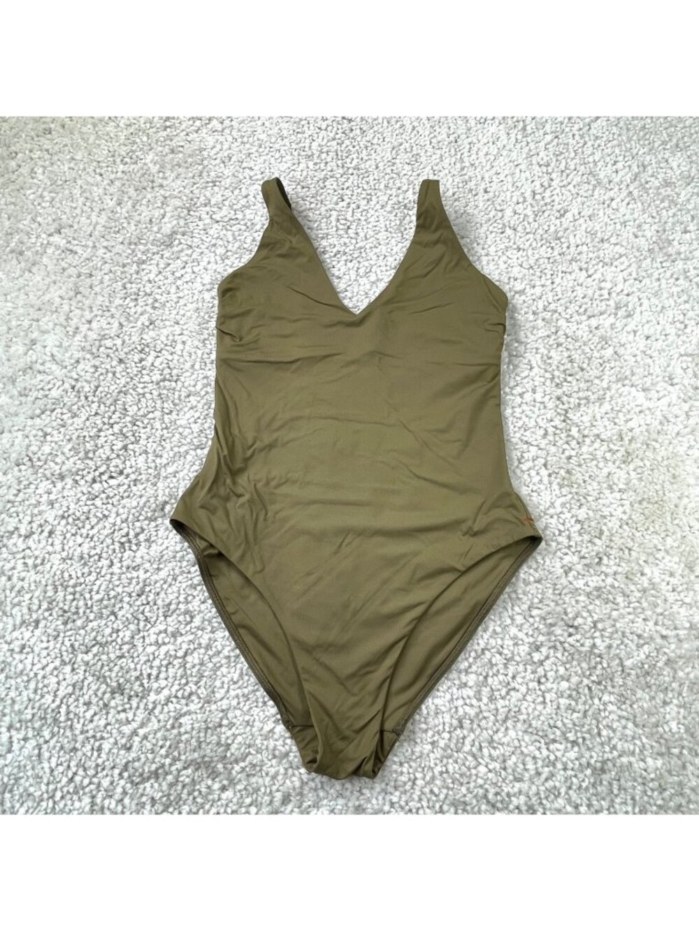 Everlane Renew V-Neck One Piece Swimsuit Olive Green Womens Small